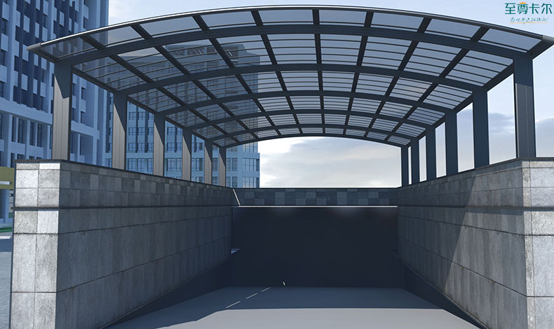 鄭州雨搭廠家？地下車庫通道雨棚？