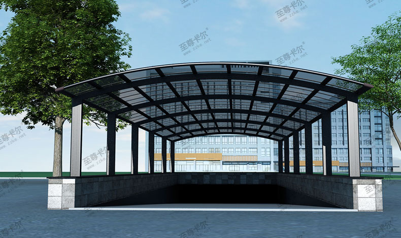 至尊卡爾地下車庫出口雨棚設計圖紙大全？美觀又耐用！